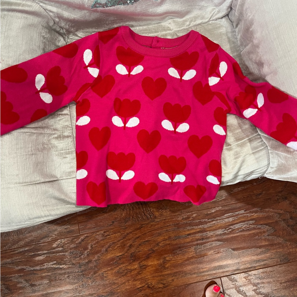 Jacadi Pink Heart Sweater sz 24 months